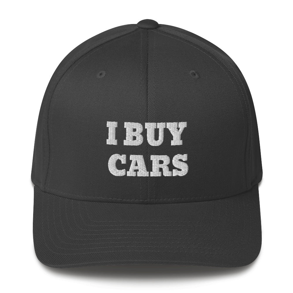 WHITE I BUY CARS Structured Twill Cap
